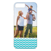 Custom Photo White and Aqua Zig Zag Pattern
