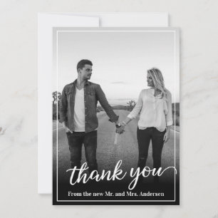 Custom Photo White Frame Thank You Card