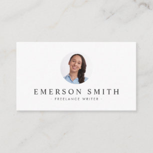 Custom photo white modern minimalist business card