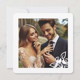 Custom Photo White Roses Elegant Engagement Card