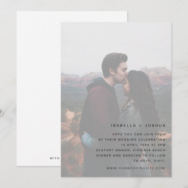 Custom Photo White Simple Wedding Invitation (Front/Back)