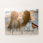 Custom photo will you be my bridesmaid proposal jigsaw puzzle<br><div class="desc">Can be customized with your own photo.
© Gorjo Designs. Made for you via the Zazzle platform.

// Note: photo used is a placeholder image only. You will need to replace with your own photo before ordering/printing. If you need help with this please contact me.</div>