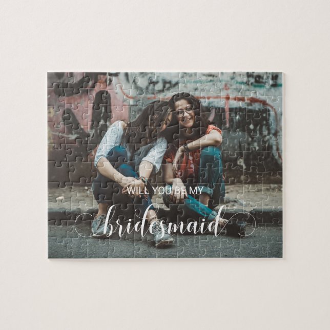 Custom Photo Will You be My Bridesmaid Proposal Jigsaw Puzzle (Horizontal)