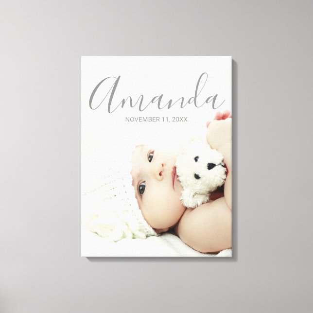 Custom Photo with Custom Name and Text Canvas Print (Front)