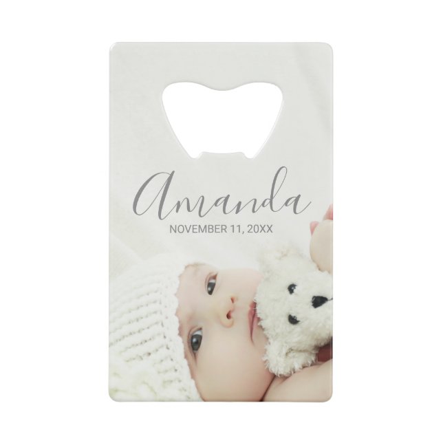 Custom Photo with Custom Name and Text Credit Card Bottle Opener (Front)