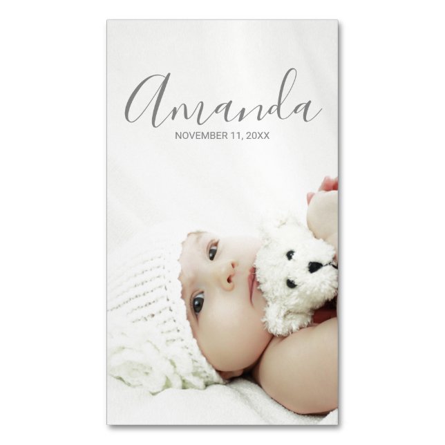 Custom Photo with Custom Name and Text Magnetic Business Card (Front Vertical)