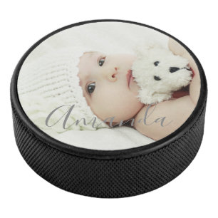 Custom Photo with Custom Name Hockey Puck
