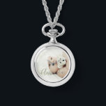 Custom Photo with Custom Name Watch<br><div class="desc">Create a personalized photo gift with your own photo, from your beloved family photo to your adorable pet photo, to make your design unique. This design features custom photo with custom name in modern script font style. Perfect as holiday gift for family, gift for newlyweds, family reunion favours and gift...</div>