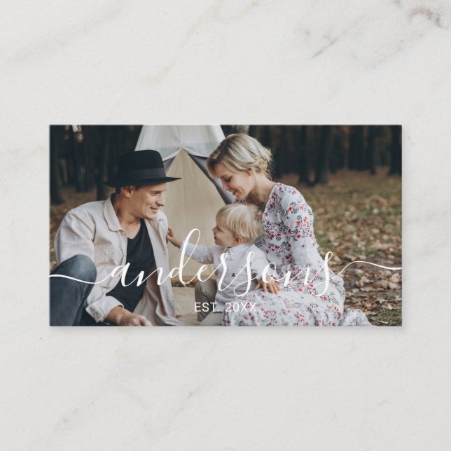 Custom photo with family name and established year business card (Front)
