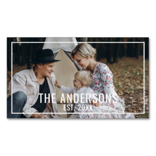 Custom photo with family name and established year Magnetic business card
