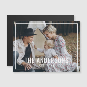 Custom photo with family name and established year magnetic invitation