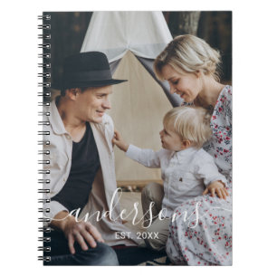 Custom photo with family name and established year notebook