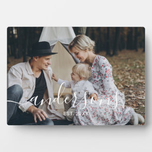 Custom photo with family name and established year plaque