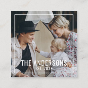 Custom photo with family name and established year square business card