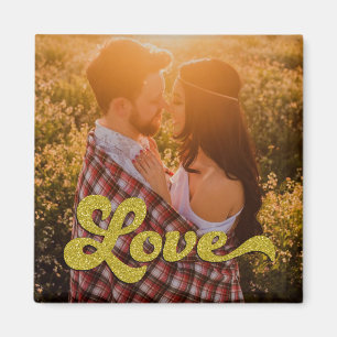 Custom Photo with Gold Love Overlay Magnet