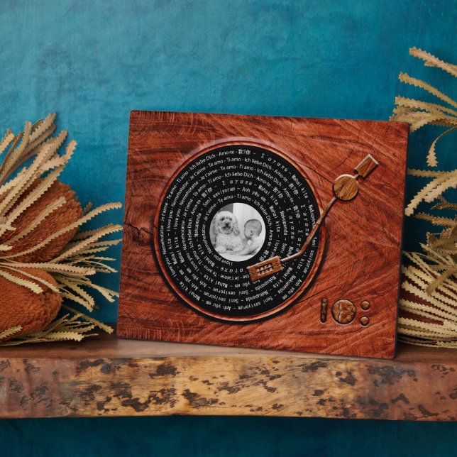 Custom Photo With Love Message Rustic Wood Photo  Plaque (Side)