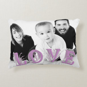 Custom Photo with LOVE Typography Overlay Accent Pillow