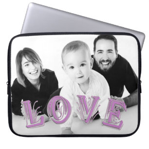 Custom Photo with LOVE Typography Overlay Laptop Sleeve