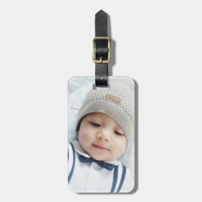 Custom Photo with Monogram and Name Luggage Tag (Front Vertical)