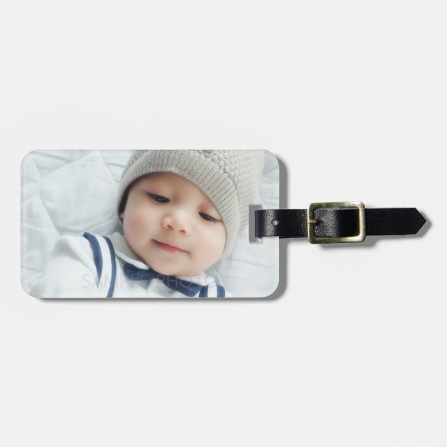 Custom Photo with Monogram and Name Luggage Tag (Front Horizontal)