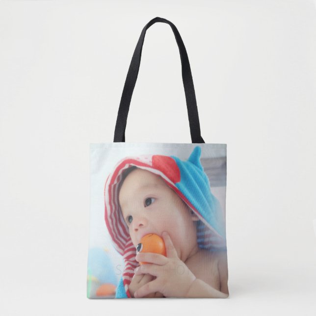 Custom Photo with Monogram and Name Tote Bag (Front)