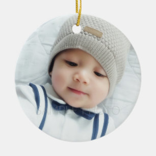 Custom Photo with Monogram Ceramic Ornament