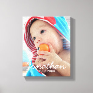 Custom Photo with Name and Date Canvas Print