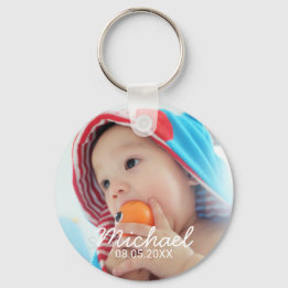 Custom Photo with Name and Date Keychain