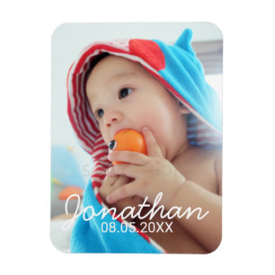 Custom Photo with Name and Date Magnet