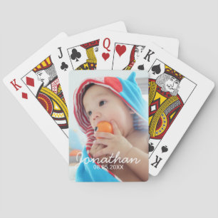 Custom Photo with Name and Date Playing Cards