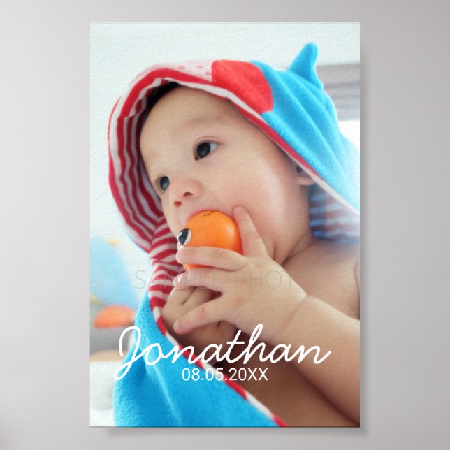 Custom Photo with Name and Date Poster (Front)