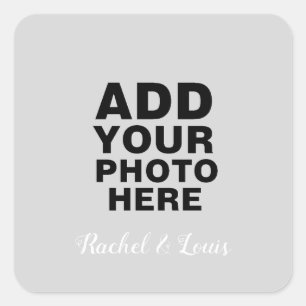 custom photo with names square sticker