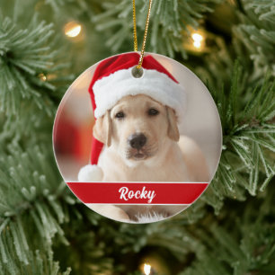 Custom photo with script monogram, Christmas  Ceramic Ornament