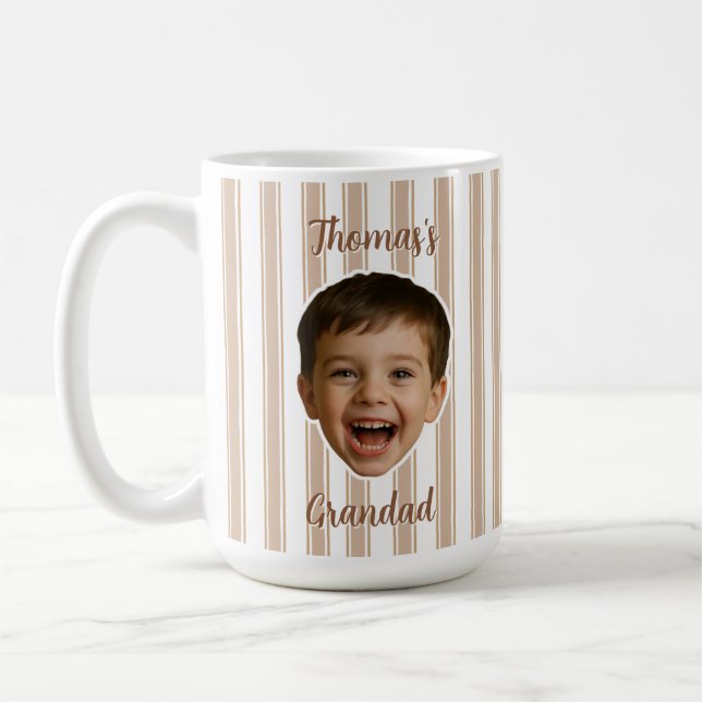 Custom Photo With Stripes Pattern Mug For Dad (Left)