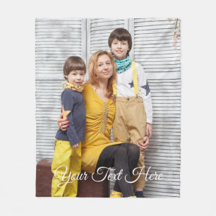 Custom Photo with Text Personalized Design Gift Fleece Blanket