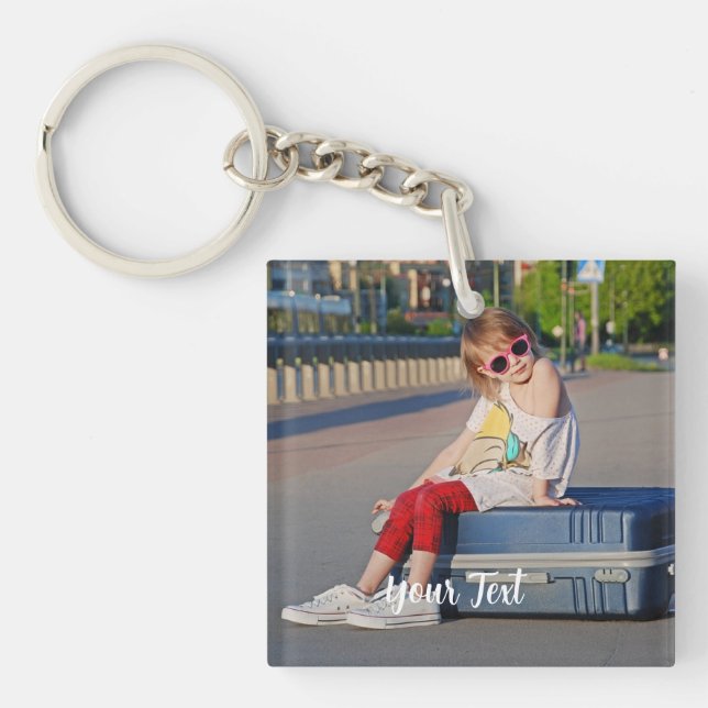 Custom Photo with Text Personalized Keychain (Front)