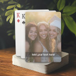 Custom Photo with Your Own Text Over Pic Playing Cards<br><div class="desc">Custom playing cards with a photo are a unique way to personalize a classic deck, transforming it into a memorable keepsake or gift. Featuring a cherished image—such as a family portrait, a pet, or a special moment—these cards blend functionality with sentimentality. Printed on high-quality stock, they maintain the feel of...</div>