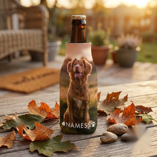 Custom Photo With Your Pet Dog Name Picture On Bottle Cooler