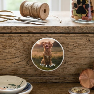Custom Photo With Your Pet Dog Name Picture On Ceramic Knob