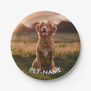 Custom Photo With Your Pet Dog Name Picture On Paper Plate