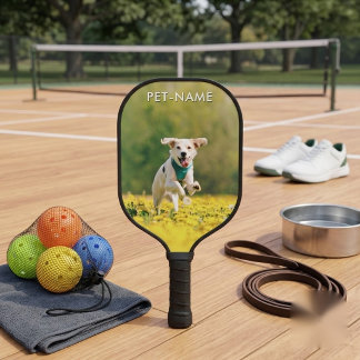 Custom Photo With Your Pet Dog Name Picture On Pickleball Paddle