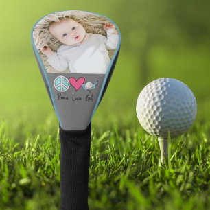 Custom Photo Woman Grandma Mom Peace Love Golf  Head Cover