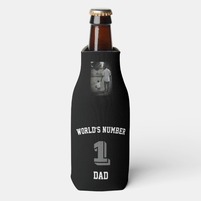 Custom Photo World’s Number One Dad Uncle Bottle Cooler (Bottle Front)
