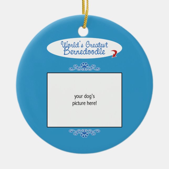 Custom Photo! Worlds Greatest Bernedoodle Ceramic Ornament (Front)
