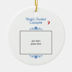 Custom Photo! Worlds Greatest Cavapoo Ceramic Ornament