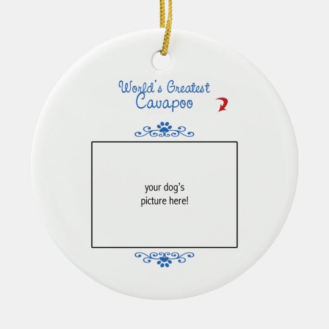 Custom Photo! Worlds Greatest Cavapoo Ceramic Ornament (Front)