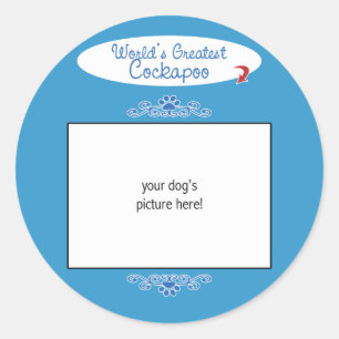 Custom Photo! Worlds Greatest Cockapoo Classic Round Sticker