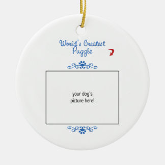 Custom Photo! Worlds Greatest Puggle Ceramic Ornament