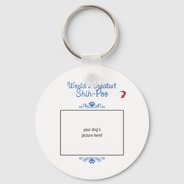 Custom Photo! Worlds Greatest Shih-Poo Keychain (Front)