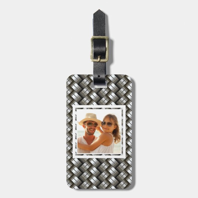 Custom Photo Woven metal pattern Luggage Tag (Front Vertical)